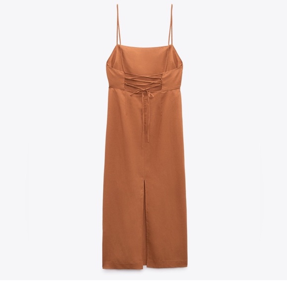 Zara Linen Blend Midi Dress NWT - Picture 7 of 8